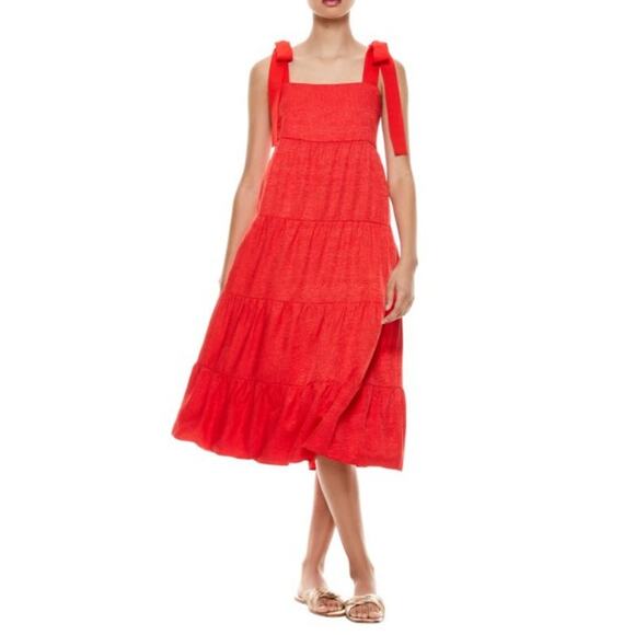 Alice + Olivia Cynthia Tiered Strap Midi Dress Sz. 0 - Picture 1 of 11